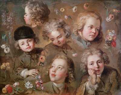 Teste di bambini e fiori da Nicolas Bernard Lepicie